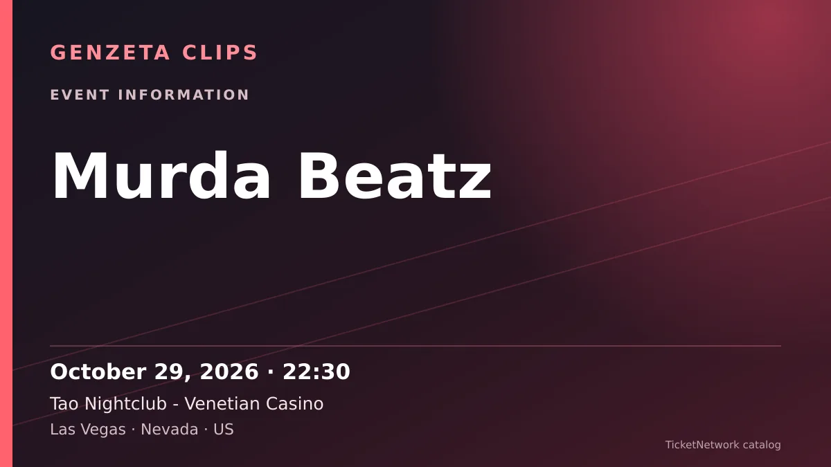 Event information graphic for Murda Beatz at Tao Nightclub - Venetian Casino