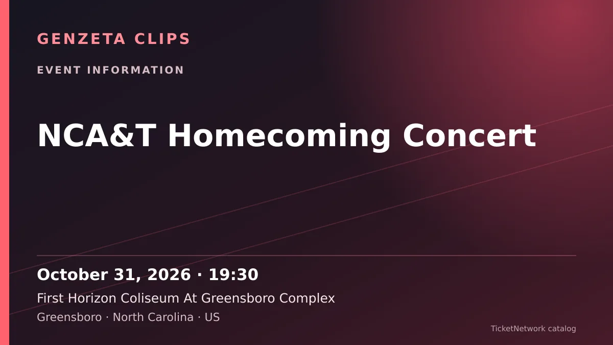 Event information graphic for NCA&T Homecoming Concert at First Horizon Coliseum At Greensboro Complex