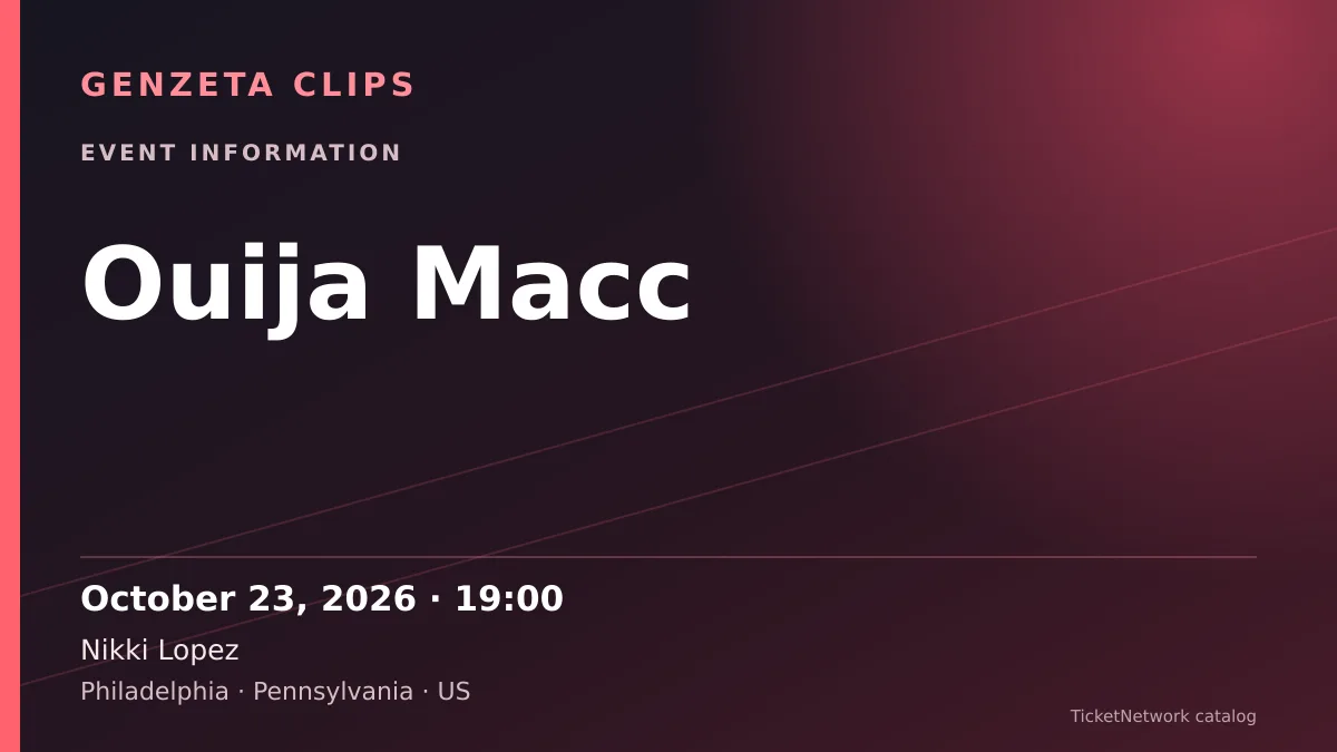 Event information graphic for Ouija Macc at Nikki Lopez