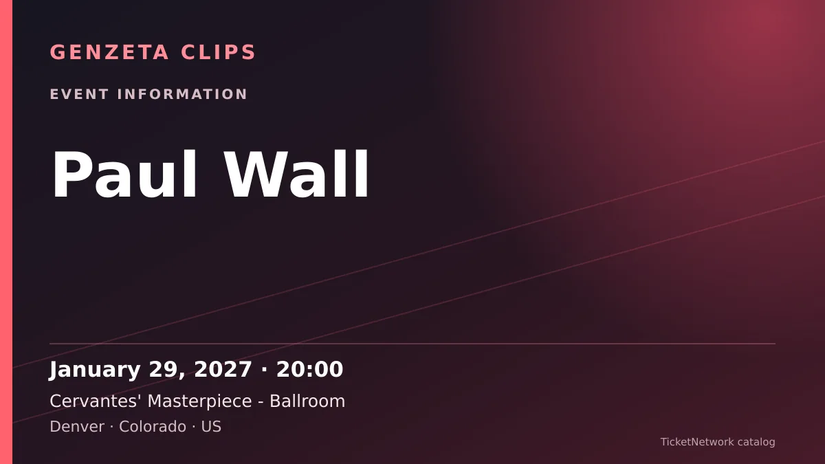 Event information graphic for Paul Wall at Cervantes' Masterpiece - Ballroom