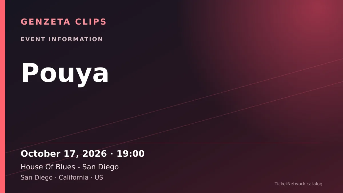 Event information graphic for Pouya at House Of Blues - San Diego
