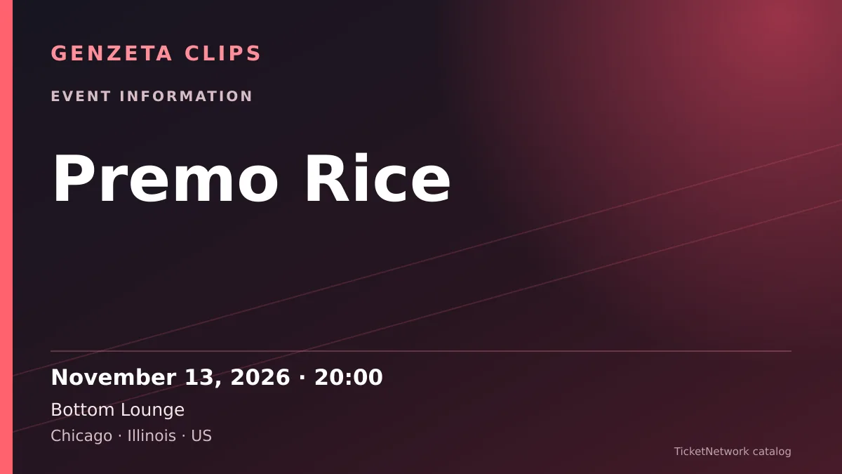 Event information graphic for Premo Rice at Bottom Lounge