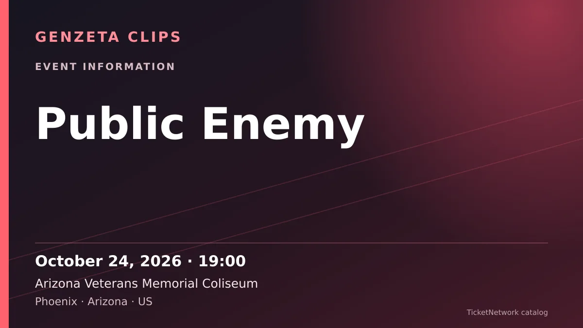Event information graphic for Public Enemy at Arizona Veterans Memorial Coliseum