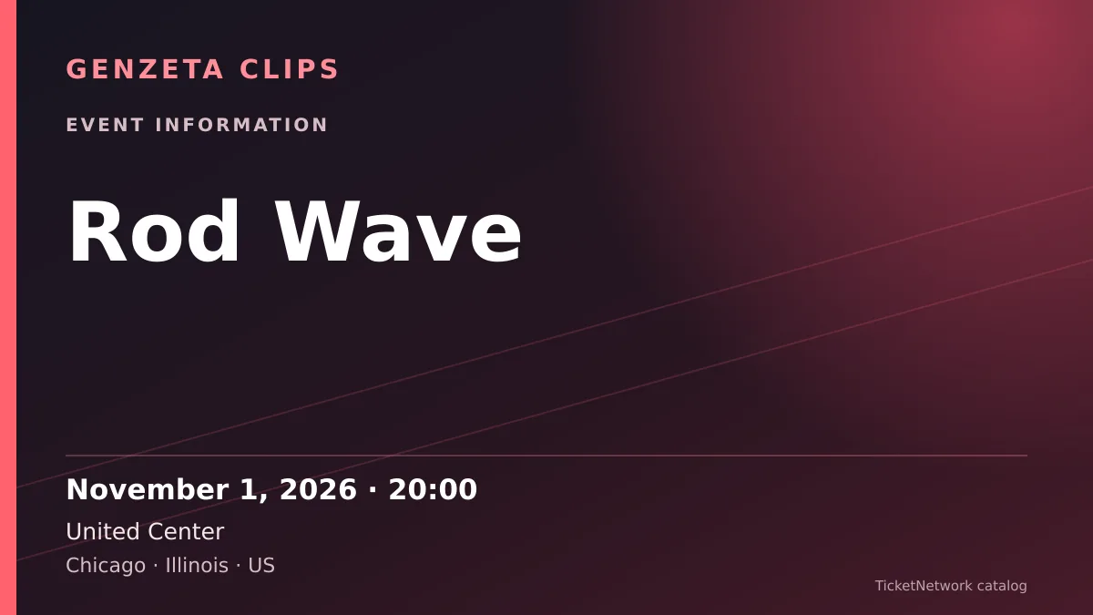 Event information graphic for Rod Wave at United Center
