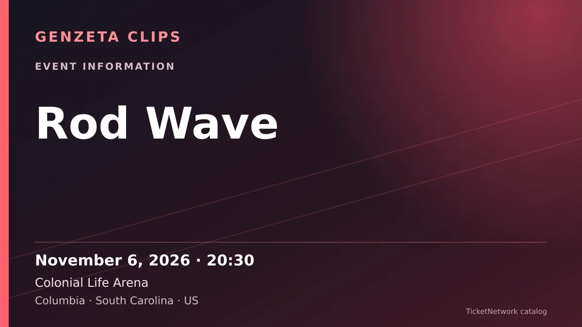 Event information graphic for Rod Wave at Colonial Life Arena