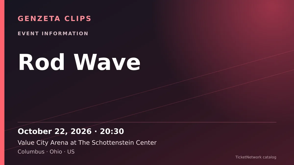 Event information graphic for Rod Wave at Value City Arena at The Schottenstein Center