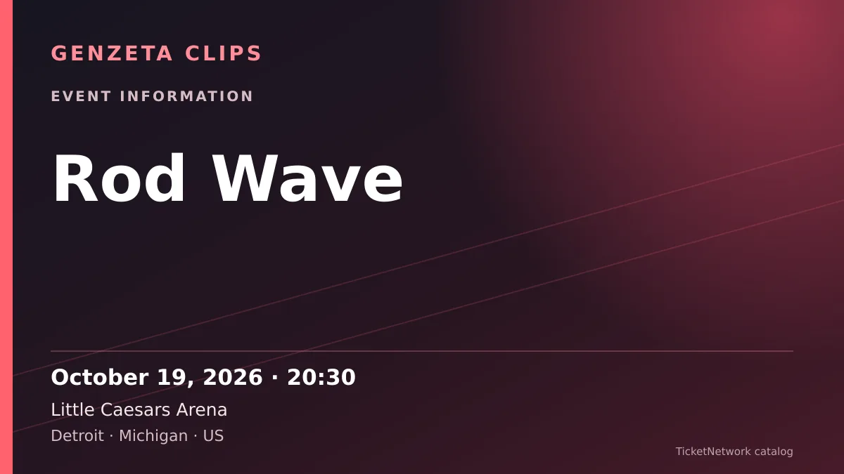 Event information graphic for Rod Wave at Little Caesars Arena