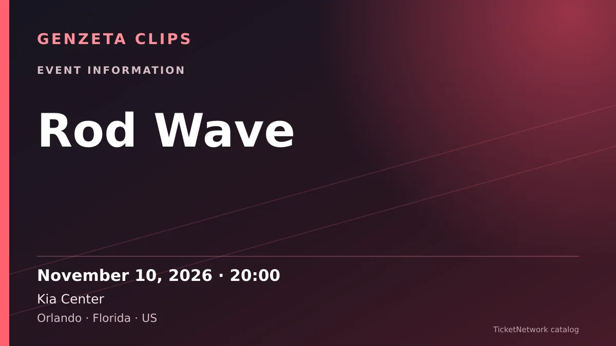 Event information graphic for Rod Wave at Kia Center