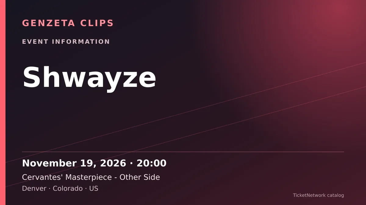 Event information graphic for Shwayze at Cervantes' Masterpiece - Other Side