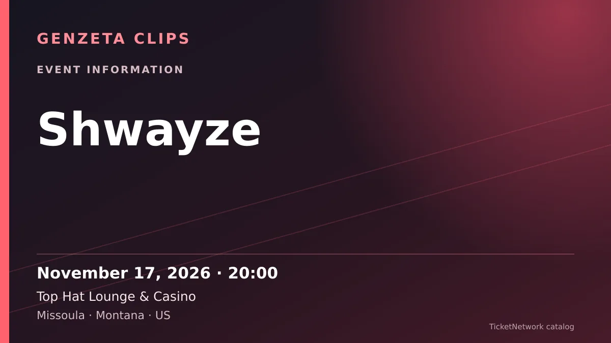 Event information graphic for Shwayze at Top Hat Lounge & Casino