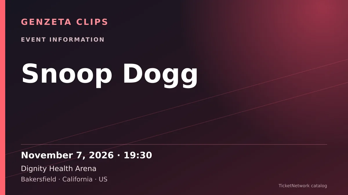 Event information graphic for Snoop Dogg at Dignity Health Arena