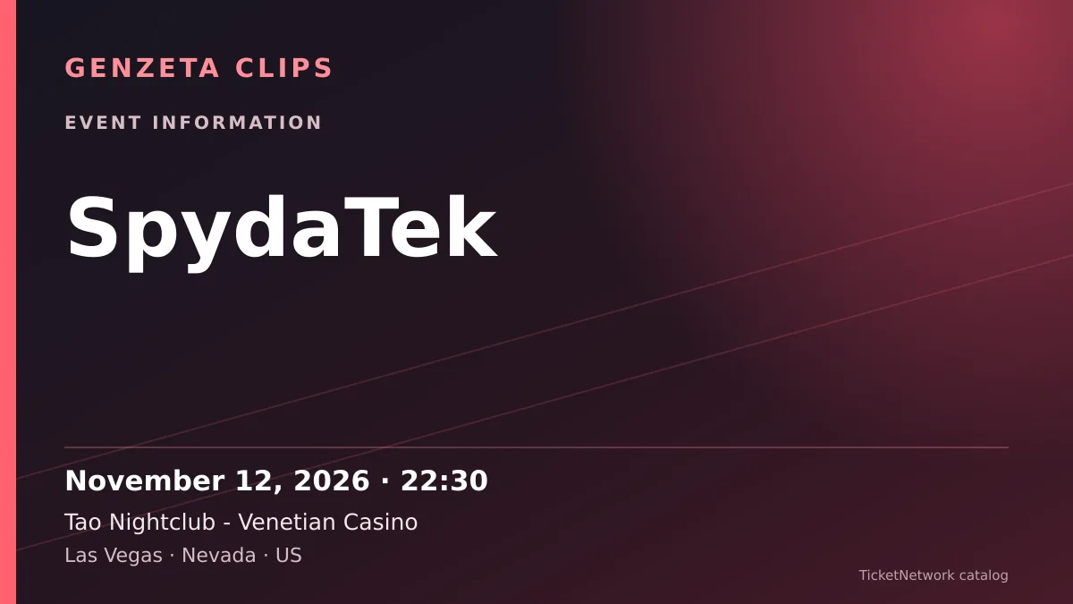 Event information graphic for SpydaTek at Tao Nightclub - Venetian Casino
