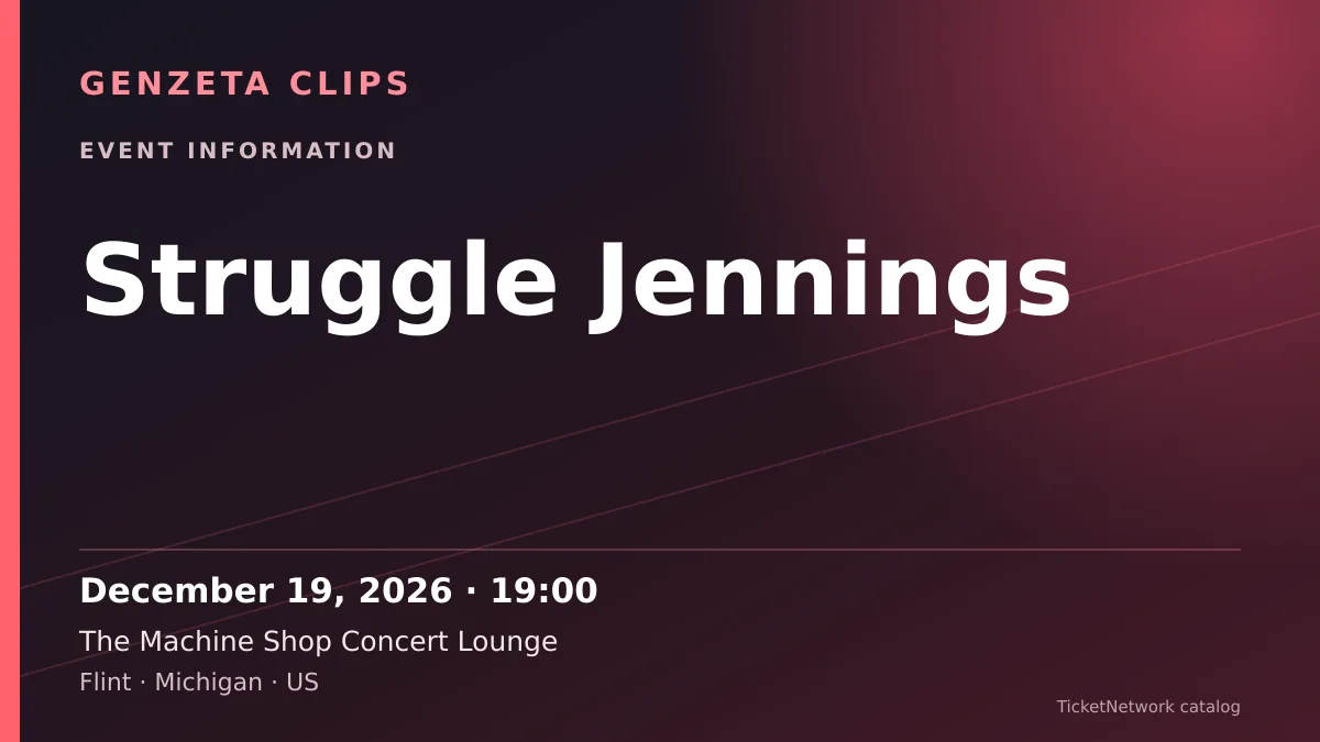 Event information graphic for Struggle Jennings at The Machine Shop Concert Lounge