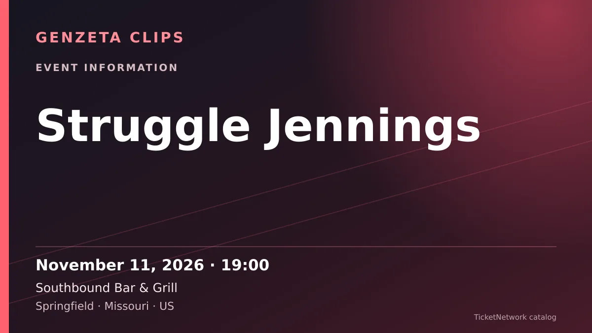 Event information graphic for Struggle Jennings at Southbound Bar & Grill