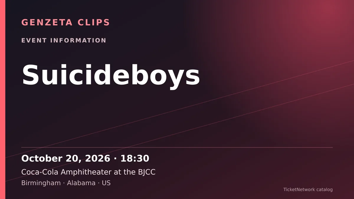 Event information graphic for Suicideboys at Coca-Cola Amphitheater at the BJCC