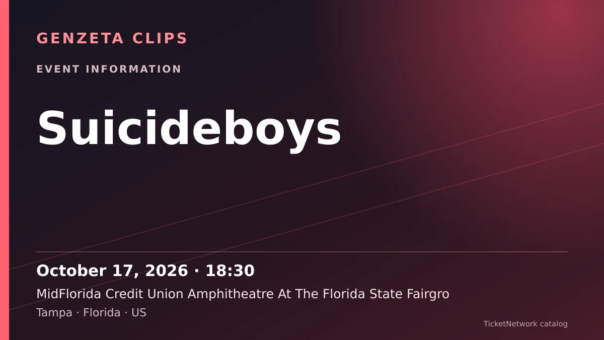 Event information graphic for Suicideboys at MidFlorida Credit Union Amphitheatre At The Florida State Fairgrounds