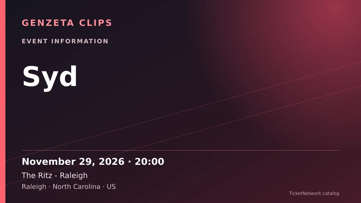 Event information graphic for Syd at The Ritz - Raleigh