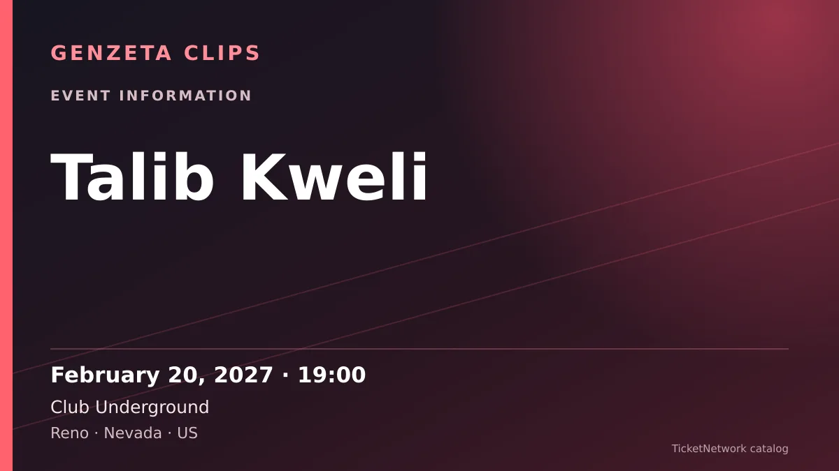 Event information graphic for Talib Kweli at Club Underground