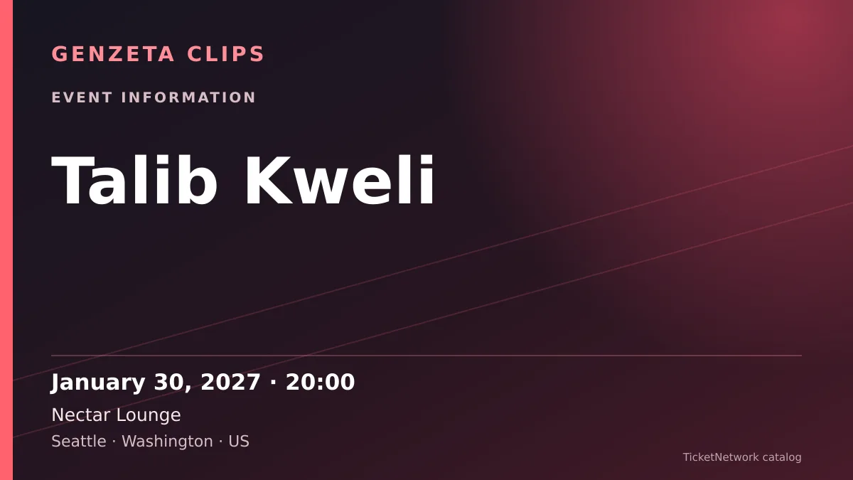 Event information graphic for Talib Kweli at Nectar Lounge