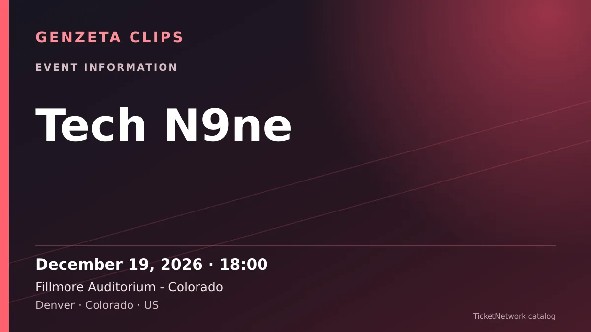 Event information graphic for Tech N9ne at Fillmore Auditorium - Colorado