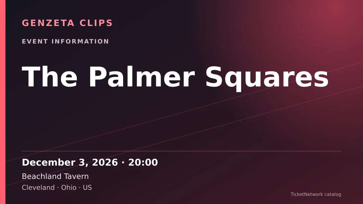 Event information graphic for The Palmer Squares at Beachland Tavern