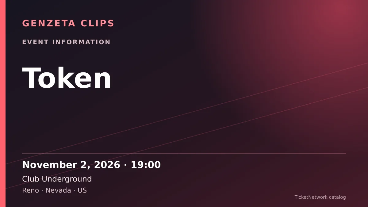 Event information graphic for Token at Club Underground