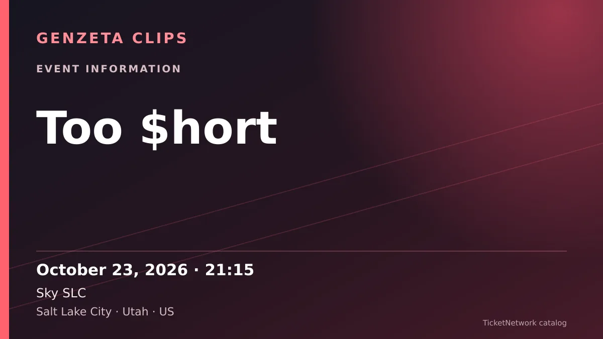 Event information graphic for Too $hort at Sky SLC