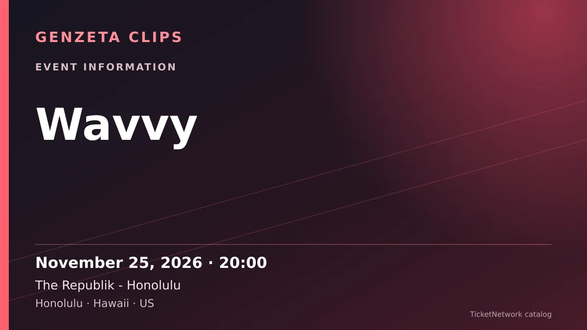 Event information graphic for Wavvy at The Republik - Honolulu