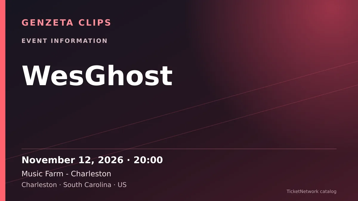 Event information graphic for WesGhost at Music Farm - Charleston