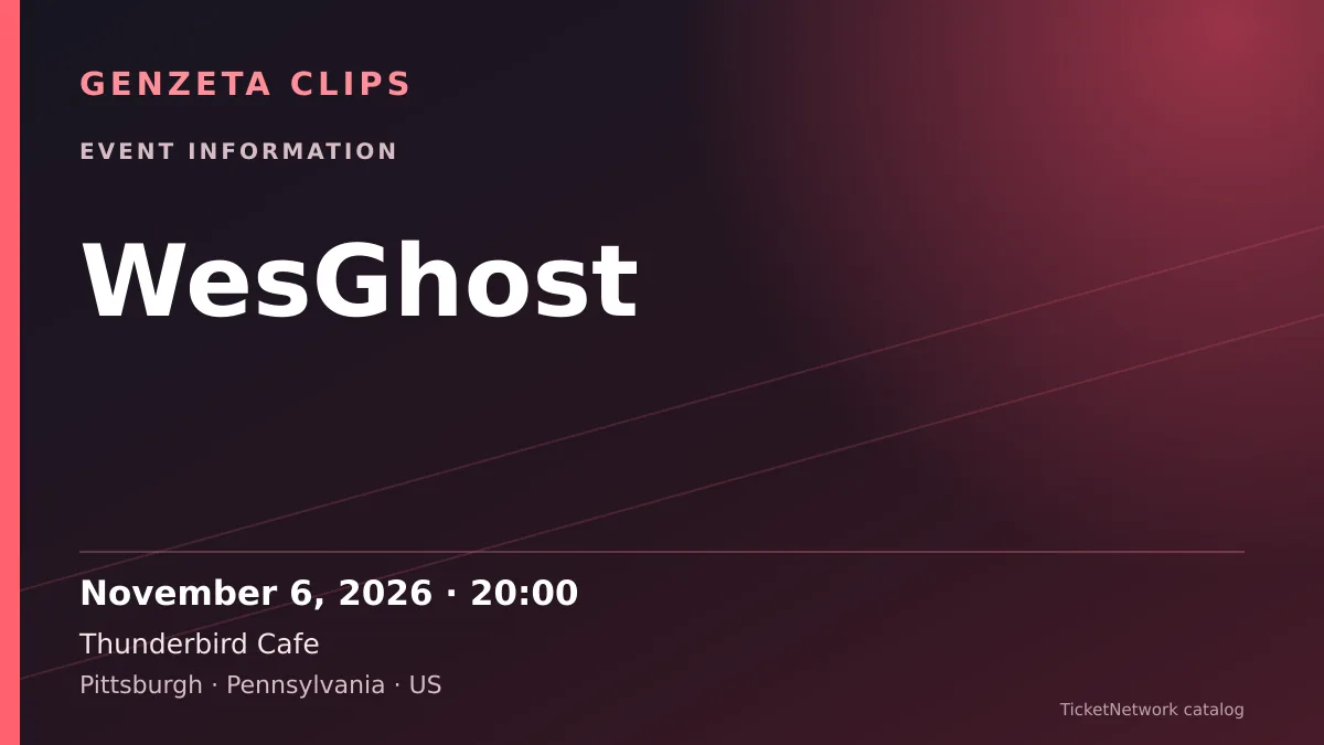 Event information graphic for WesGhost at Thunderbird Cafe