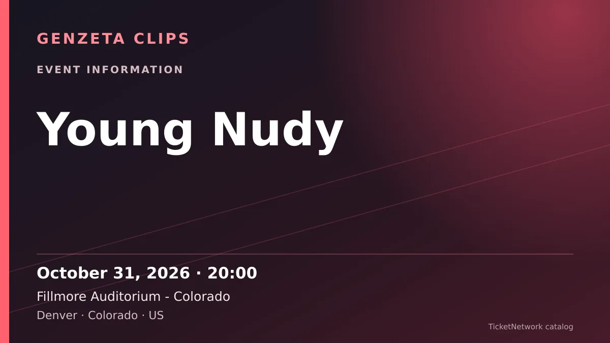 Event information graphic for Young Nudy at Fillmore Auditorium - Colorado