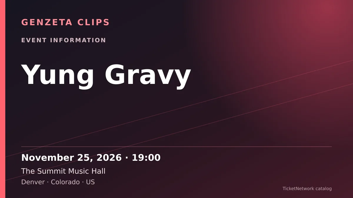 Event information graphic for Yung Gravy at The Summit Music Hall