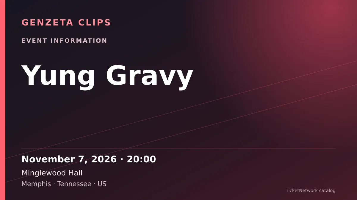 Event information graphic for Yung Gravy at Minglewood Hall