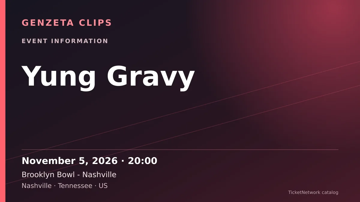 Event information graphic for Yung Gravy at Brooklyn Bowl - Nashville