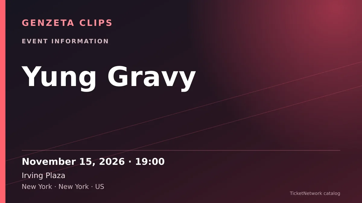 Event information graphic for Yung Gravy at Irving Plaza
