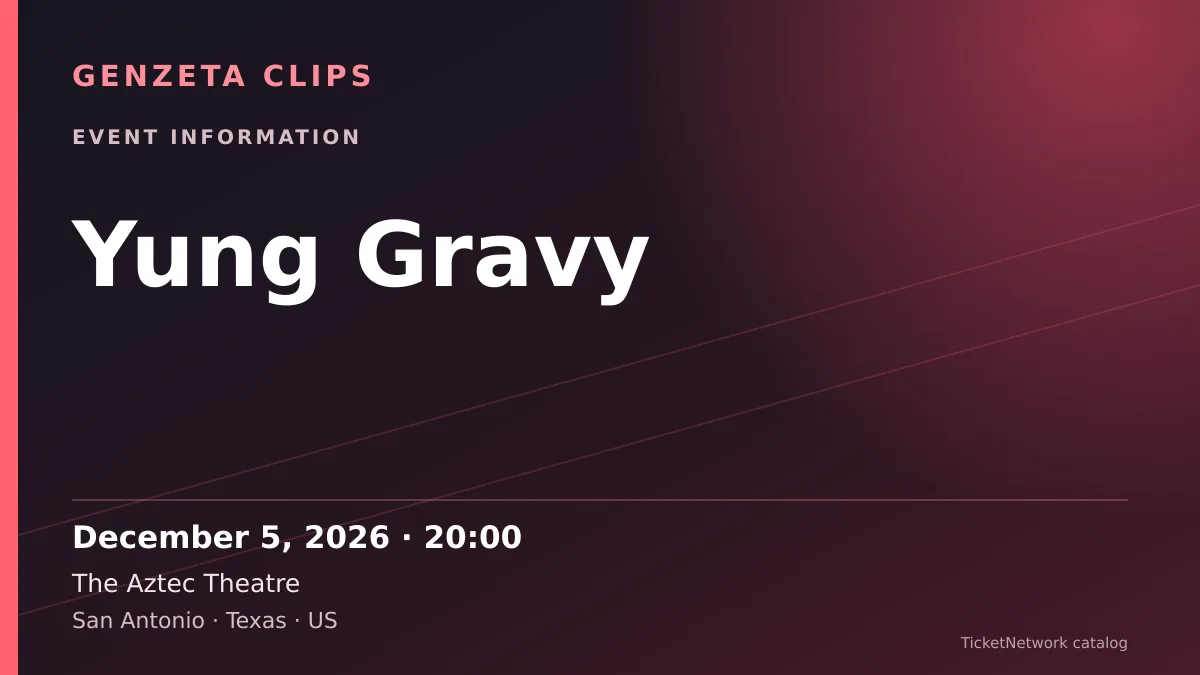 Event information graphic for Yung Gravy at The Aztec Theatre