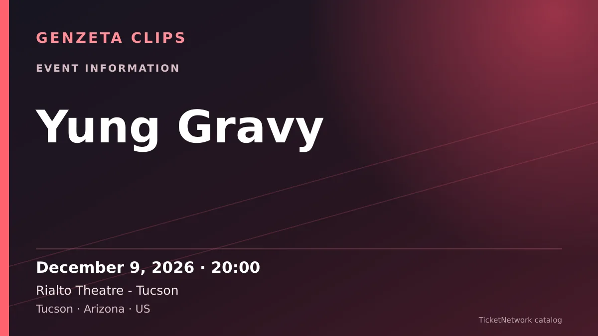 Event information graphic for Yung Gravy at Rialto Theatre - Tucson